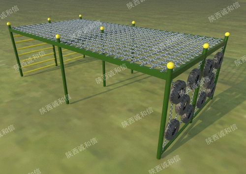 陕西诚和信特警八项训练器材-高空绳网+轮胎墙